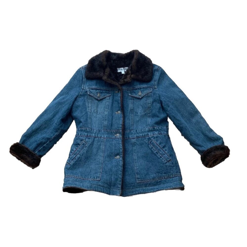 Denim Jacket with Faux Fur Trim